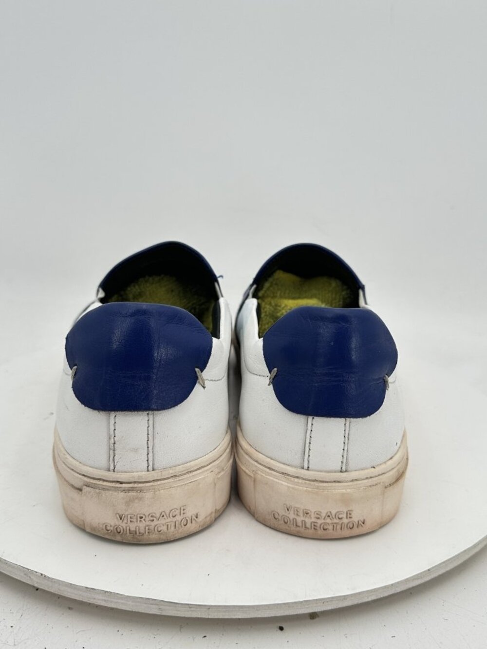 Versace Collection Men Sz EU 41 US 9 Medusa Plaque Strap White Blue Leather Shoe - Picture 8 of 10